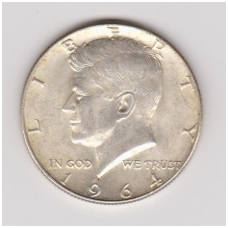 JAV 1/2 DOLLAR 1964 KM # 202 XF Kenedis JAV 1/2 DOLLAR 1964 KM # 202 XF Kenedis