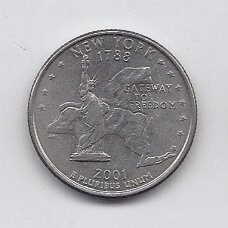 USA 25 CENTS 2001 D KM # 318 VF New York USA 25 CENTS 2001 D KM # 318 VF New York