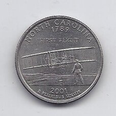 USA 25 CENTS 2001 D KM # 319 VF North Carolina USA 25 CENTS 2001 D KM # 319 VF North Carolina