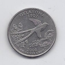 JAV 25 CENTS 2008 P KM # 421 VF Oklahoma