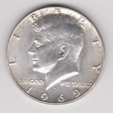 JAV 1/2 DOLLAR 1969 D KM # 202a XF ( Kenedis )