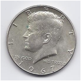 USA 1/2 DOLLAR 1967 KM # 202a VF/XF