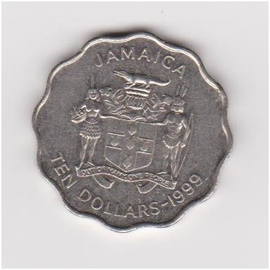 JAMAIKA 10 DOLLARS 1999 KM # 181 VF-XF