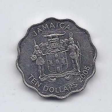 JAMAICA 10 DOLLARS 2005 KM # 181 XF