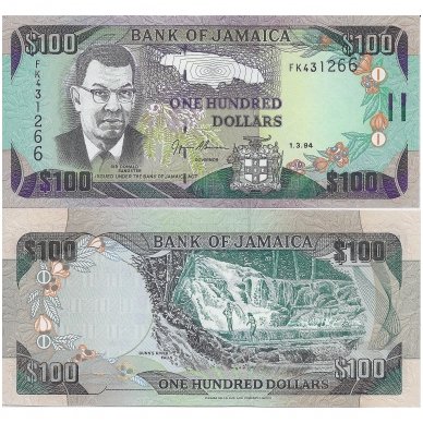 JAMAICA 100 DOLLARS 1994 P # 76 UNC