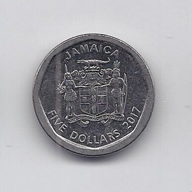 JAMAICA 5 DOLLARS 2017 KM # 163 XF