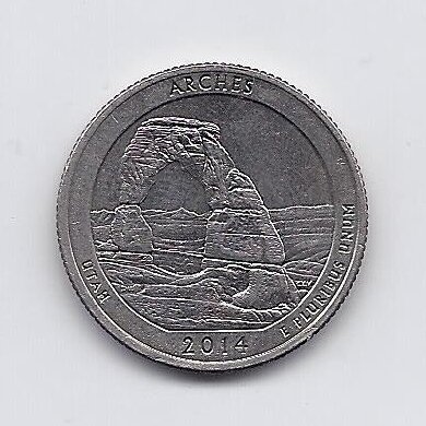 USA 25 CENTS 2014 P KM # 568 VF Arches National Park