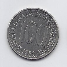 JUGOSLAVIJA 100 DINARA 1988 KM # 114 XF