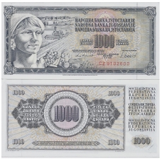YUGOSLAVIA 1000 DINARA 1981 P # 92d UNC