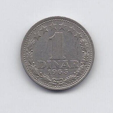YUGOSLAVIA 1 DINAR 1965 KM # 47 VF