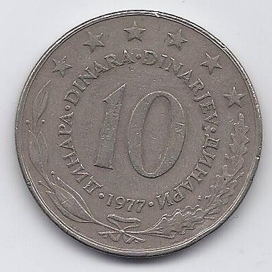 YUGOSLAVIA 10 DINARA 1977 KM # 62 VF