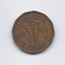 KANADA 5 CENTS 1943 KM # 40 VF Pergalė KANADA 5 CENTS 1943 KM # 40 VF Pergalė