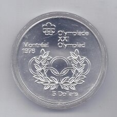 KANADA 5 DOLLARS 1974 KM # 89 UNC Olimpiniai žiedai ir vainikas