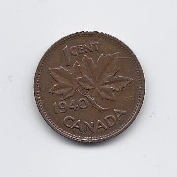 CANADA 1 CENT 1940 KM # 32 VF