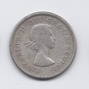 KANADA 25 CENTS 1958 KM # 52 VF 1