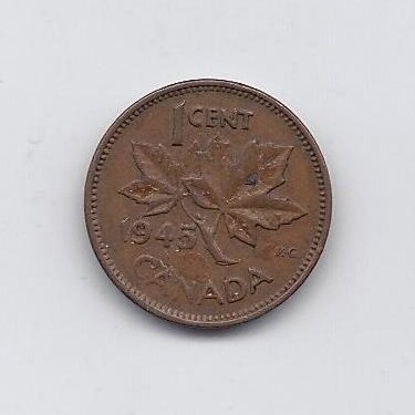 KANADA 1 CENT 1945 KM # 32 VF