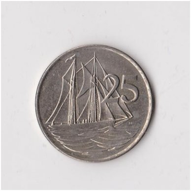 CAYMAN ISLANDS 25 CENTS 1987 KM # 90 F/VF