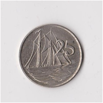 CAYMAN ISLANDS 25 CENTS 1987 KM # 90 F/VF