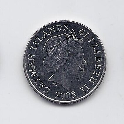 CAYMAN ISLANDS 25 CENTS 2008 KM # 134 VF/XF 1