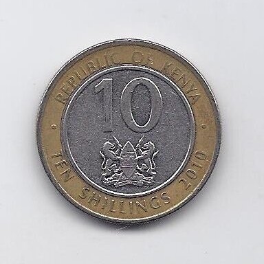 KENYA 10 SHILLINGS 2010 KM # 35.2 VF