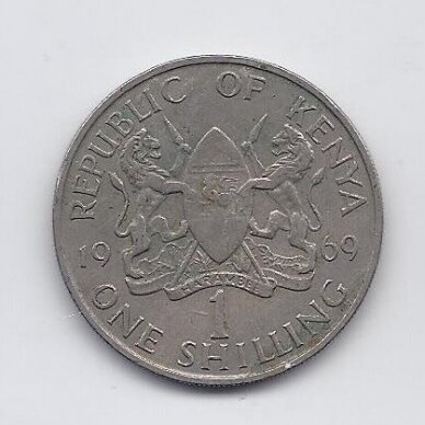 KENIJA 1 SHILLING 1969 KM # 14 VF 1