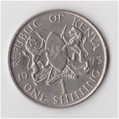 KENIJA 1 SHILLING 1973 KM # 14 XF 1