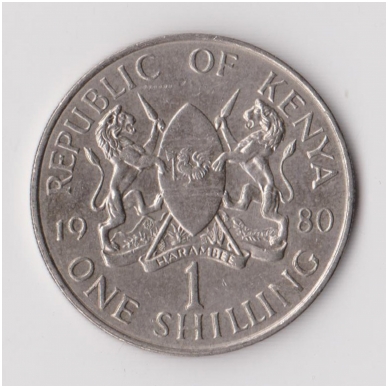 KENYA 1 SHILLING 1980 KM # 20 XF 1