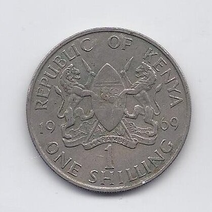 KENIJA 1 SHILLING 1969 KM # 14 VF 1