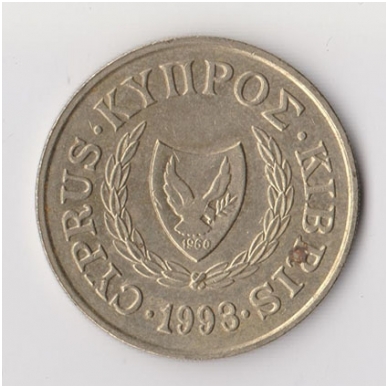 CYPRUS 20 CENTS 1993 KM # 62.2 VF 1