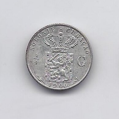 KIURASAO 1/4 GULDEN 1900 KM # 35 AU