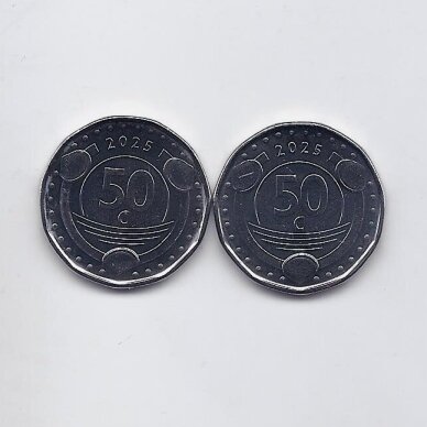 KIURASAO IR ŠV. MARTYNO SALA 2 X 50 CENTS 2025 KM # new UNC 1