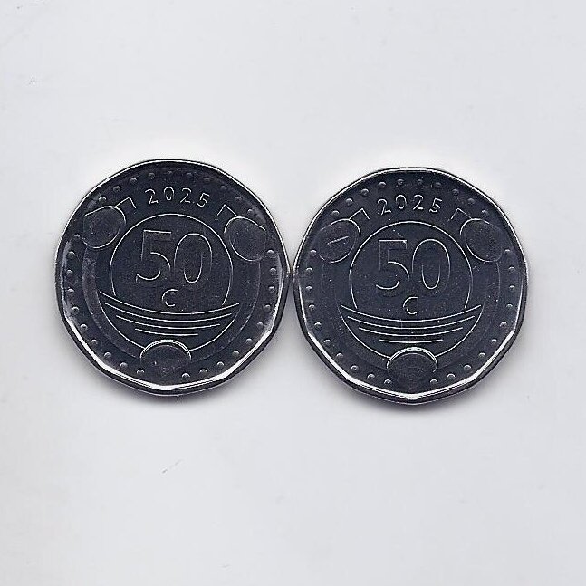 KIURASAO IR ŠV. MARTYNO SALA 2 X 50 CENTS 2025 KM # new UNC 1