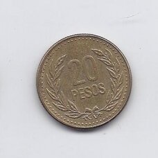 COLOMBIA 20 PESOS 1991 KM # 282 VF