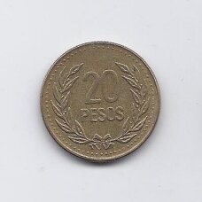 COLOMBIA 20 PESOS 1992 KM # 282 VF