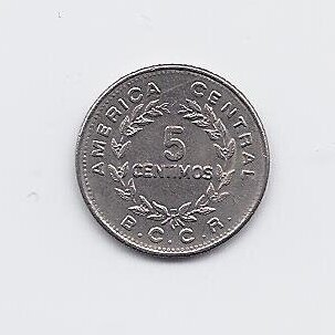 COSTA RICA 5 CENTIMOS 1972 KM # 184.3 VF