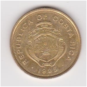 COSTA RICA 5 COLONES 1995 KM # 227 VF 1