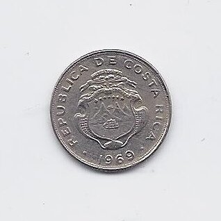 COSTA RICA 5 CENTIMOS 1969 KM # 184.2 VF 1