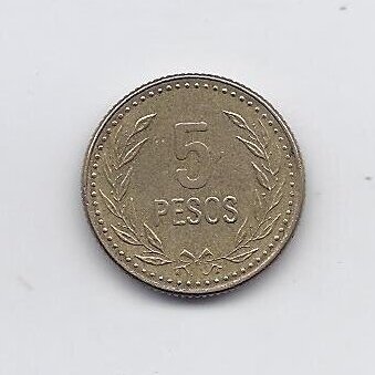 COLOMBIA 5 PESOS 1990 KM # 280 VF