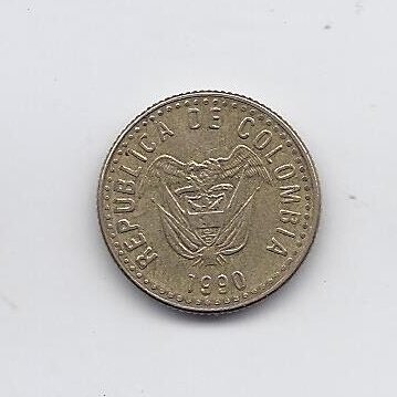 COLOMBIA 5 PESOS 1990 KM # 280 VF 1