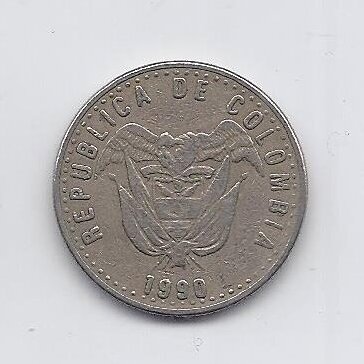 COLOMBIA 50 PESOS 1990 KM # 283 VF 1