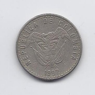 COLOMBIA 50 PESOS 1992 KM # 283 VF 1