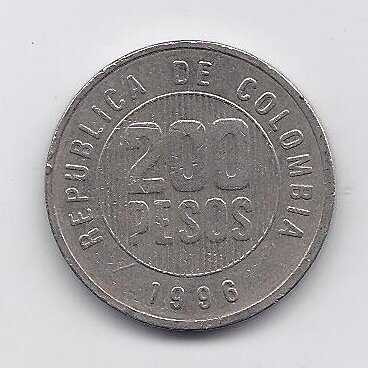 COLOMBIA 200 PESOS 1996 KM # 287 VF