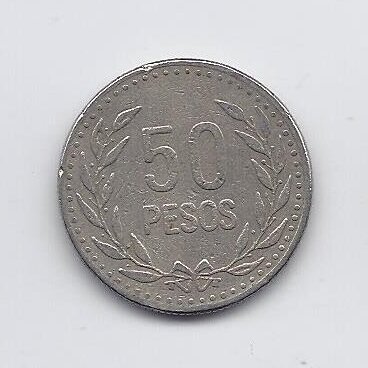 COLOMBIA 50 PESOS 1992 KM # 283 VF