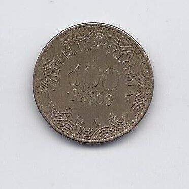 COLOMBIA 100 PESOS 2014 KM # 296 VF