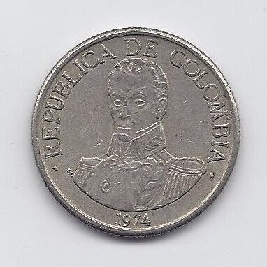 COLOMBIA 1 PESO 1974 KM # 258 VF 1