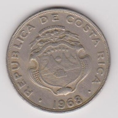 COSTA RICA 1 COLON 1968 KM # 186.2 VF 1
