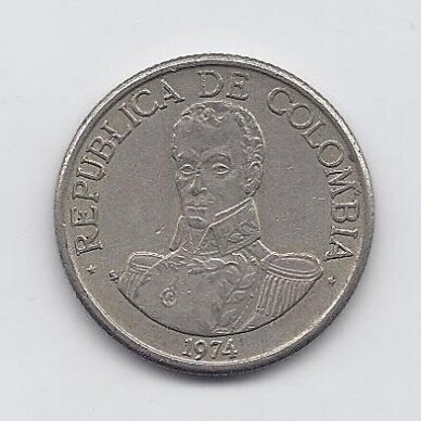COLOMBIA 1 PESO 1975 KM # 258 VF 1