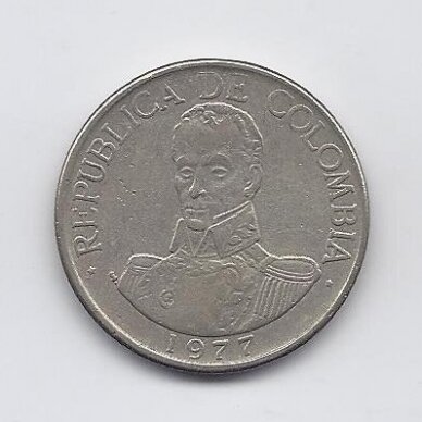 COLOMBIA 1 PESO 1977 KM # 258 VF 1