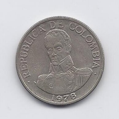 COLOMBIA 1 PESO 1978 KM # 258 VF 1