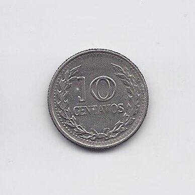 COLOMBIA 10 CENTAVOS 1972 KM # 253 VF